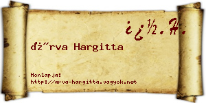 Árva Hargitta névjegykártya